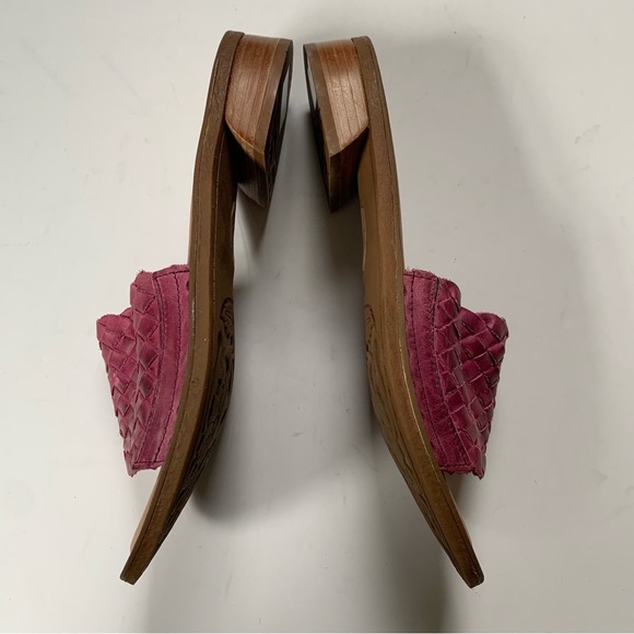 Sofft Ardee Woven Leather Stacked Heel Slip On Slide Sandal Purple Pink 10 - Picture 7 of 11